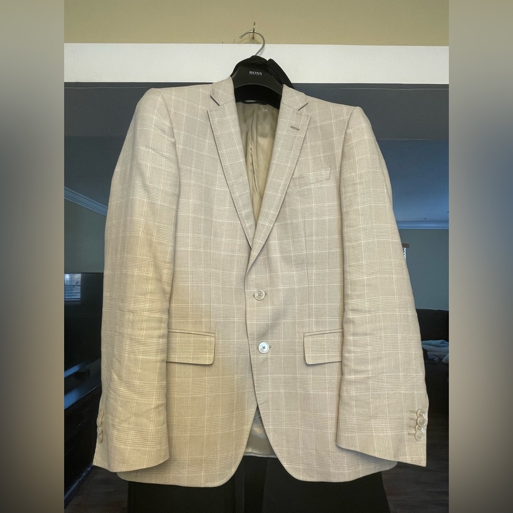 Tan Lined Print Hugo Boss Jacket